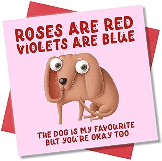 Punkcards - Birthday Card for Men - Roses Are Red Violets Are Blue The Dog is my Favourite - Funny Birthday Card - Birthday Card Husband - Birthday Card Dog Lover