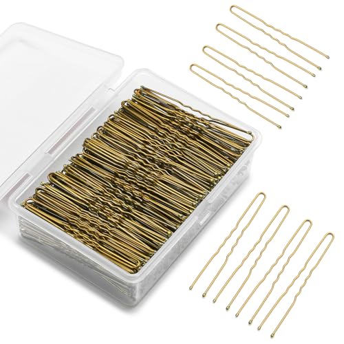 U Shaped Hair Pins -2.4 Inch 250 Count, Hair Pins for Women, Girls, Hairpins for Updos and Bun Hair, Hair Tools for Wedding and Dancing, Includes Storage Box(Bronze)
