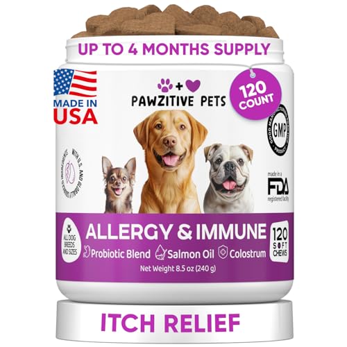 Image of Dog Allergy Relief Chews for Itchy Skin - Seasonal and Food Allergy Chews for Shedding, Licking Paws, Hot Spot, Ears - USA Product - Omega 3 Fish Oil Skin & Coat Supplement - Anti Itch Immune Treats