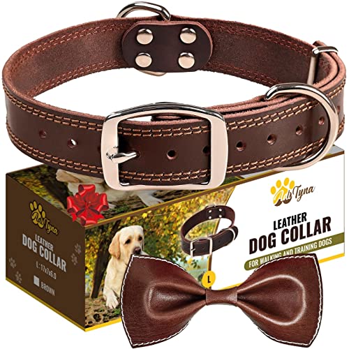 ADITYNA Heavy Duty Leather Dog Collar for Large Dogs - Large Dog Collar Gift Ideea for Dog Lovers - Soft and Strong, 100…