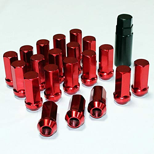 キャラバン レーシング 24個 45mm ホイールナット スチール P1.25 17HEX ソケット レッド 赤