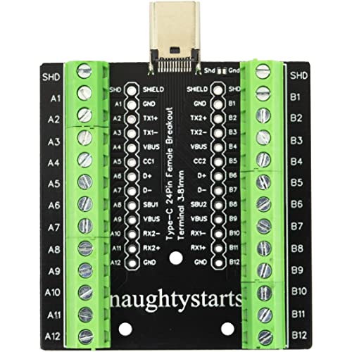 USB Type C 24 Full Pins Female Breakout Board with Terminal Blocks 3.81mm (0.15