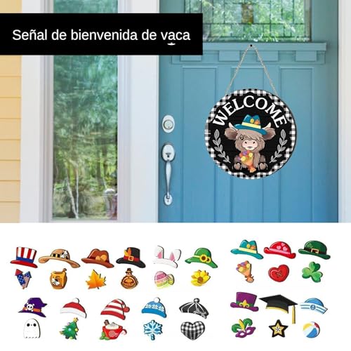 Cartel de bienvenida magnético para la puerta con muñeca intercambiable 6