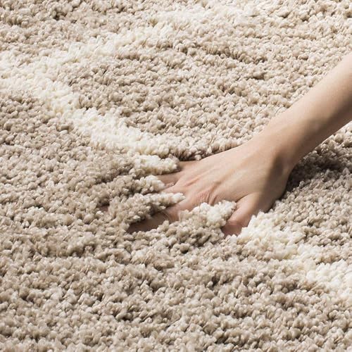 Image of Urban Modern Decor Features 5x8 Feet Modern Soft Shaggy Carpet Thick, Fluffy & 2 inch Pile Shag Rug for Your Kids Room, Bedroom & Livingroom(5x8 feet, Beige Barfi)