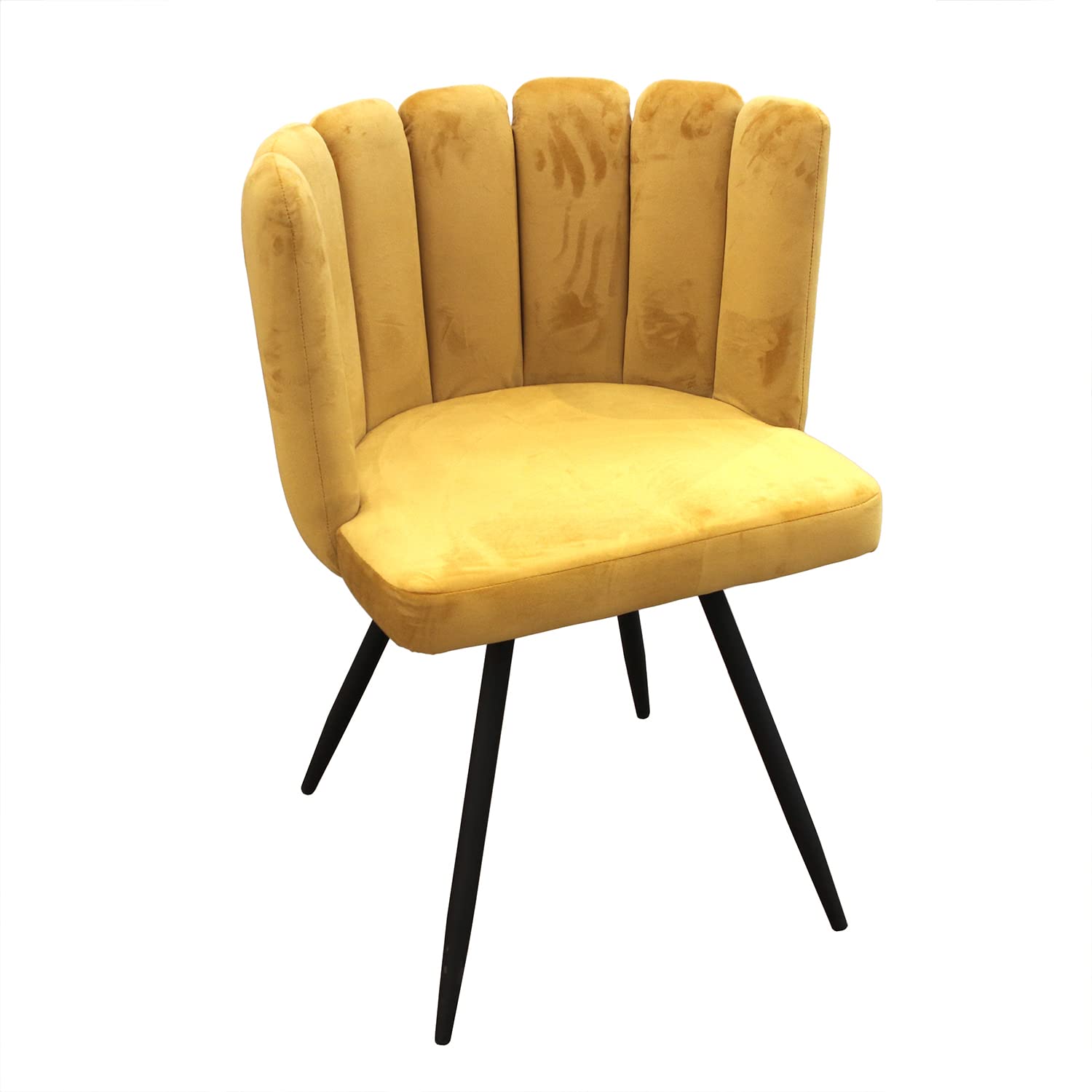 HOME DECO FACTORY - HD6520 Lote de 2 Sillas de Terciopelo Amarillo Capitoneado, Patas de Metal, Mobiliario Elegante para Salón, Comedor, Entrada, Dormitorio - 79 x 59,5 x 47,5 cm