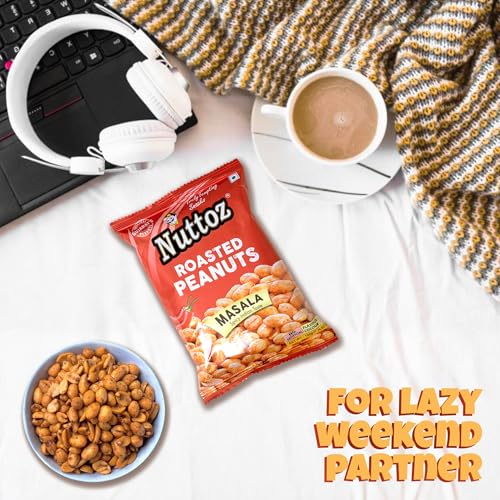 Image of Nuttoz Roasted Peanut Masala - Pack of 2 (140gm each) | Jumbo Roasted Moongfali | Non Fried Ready to Eat Healthy Snack | Crunchy Snack and Namkeen