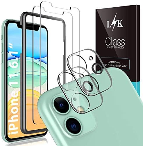 4 Pack LϟK Compatible for iPhone 11 6.1 inch Tempered Glass Film, 2 Pack Screen Protector & 2 Pack Camera Lens Protector Scratch-Proof, Fingerprint-Proof, Case Friendly, Bubble Free - Clear