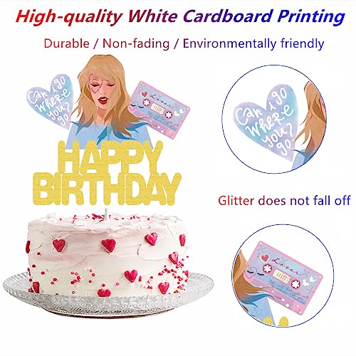 Taylor Cake Topper For Swift Party Decorations, Popular Singer Taylor Birthday Decorations Cake Toppers, Glitter Birthday Taylor Cake Topper For Swift Music Star Theme Party Supplies #TOP2