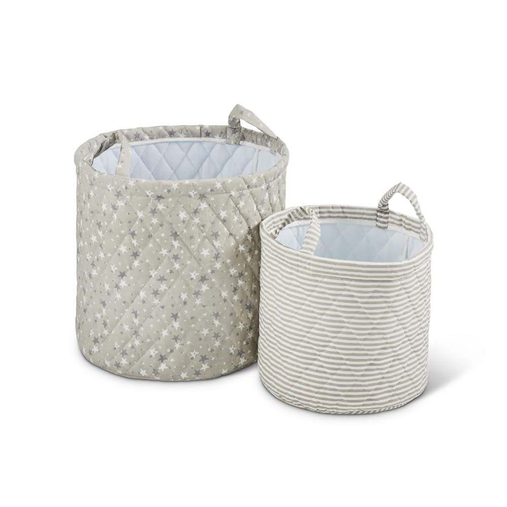 Ickle Bubba Bunnychino Quilted Storage Baskets – Pack Of 2 Stylish Cotton Baskets For Toys, Nursery, Bedroom & Living Room Organisation (Cosmic Aura)