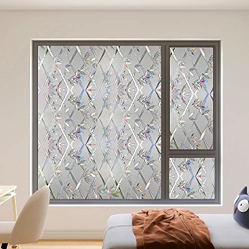 Window Privacy Film, 3D Stained Glass Film, Vinyl Decorative Window Decals, Static Cling Window Film Non-Adhesive Removable (23.6 X 78.7 Inch) #TOP4