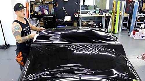 Image of WISDOM Glossy Black Vinyl Wrap Sheet for Car & Bike Self Adhesive Vinyl Wrap Sticker & Decal Roll Film for Auto Car Vehicle and Motorcycle (18x122 Inch, Black Glossy)