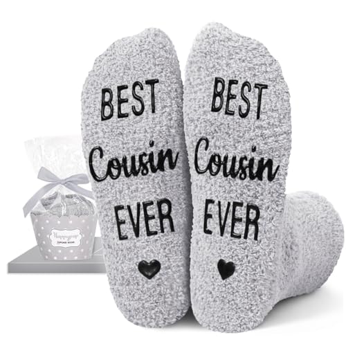 HAPPYPOP Unique Cousin Gifts for Him - Best Cousin Ever Gifts Male, Funny Men Socks