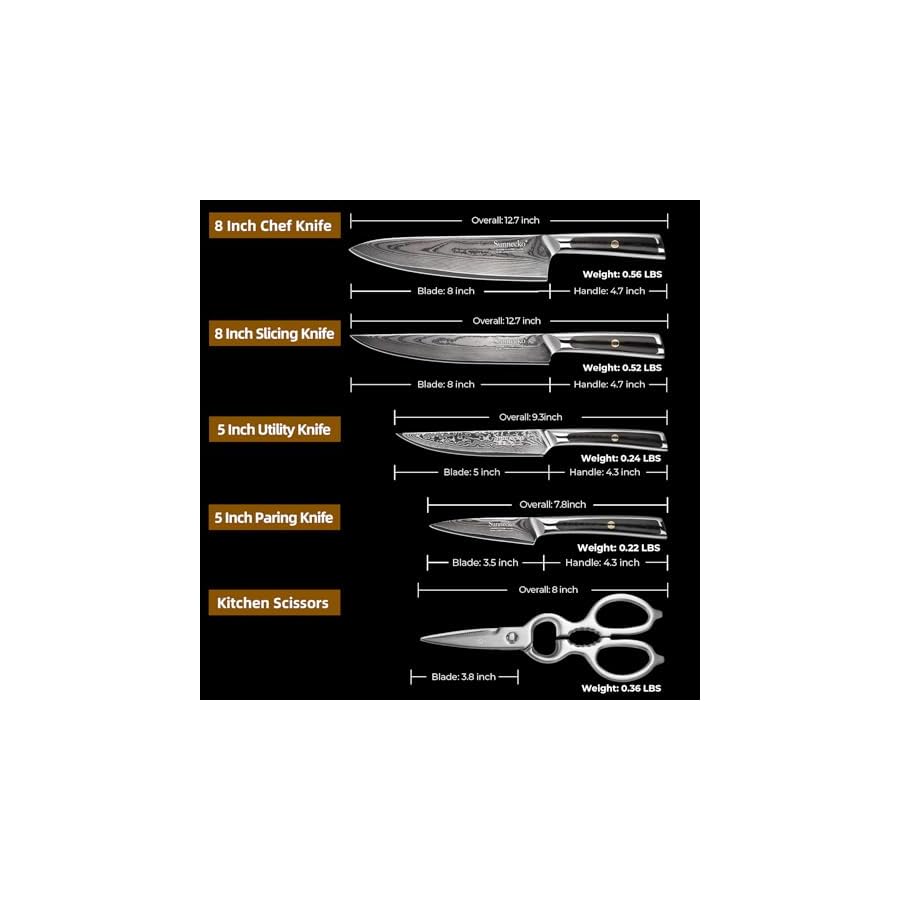 Sunnecko-Damascus-Kitchen-Knife-Set-5-Piece-Chef-Knife-Set-Professional-High-Carbon-Stainless-Steel-Knife-Set-Full-Tang-with-Gift-Box Sunnecko Damascus Kitchen Knife Set 5 Piece Chef Knife Set Professional, High Carbon Stainless Steel Knife Set, Full Tang with Gift Box