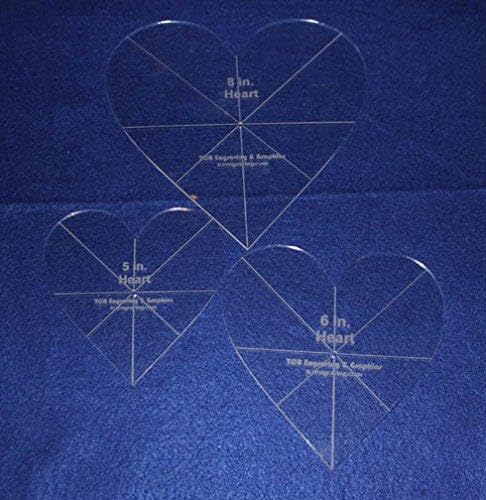 Heart Template 3 Piece Set. 5 Inch,6 Inch, 8 Inch - 1/8 Inch