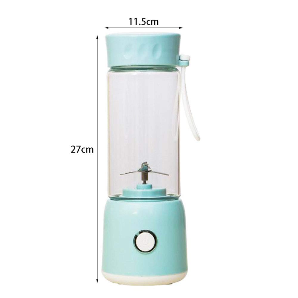 Exprimidor portátil Vaso de Jugo de Vidrio de borosilicato Alto Carga USB Mini exprimidor eléctrico Vaso Mezclador de Batidos de Frutas pequeñas Acero Inoxidable 304 Adecuado para el hogar O