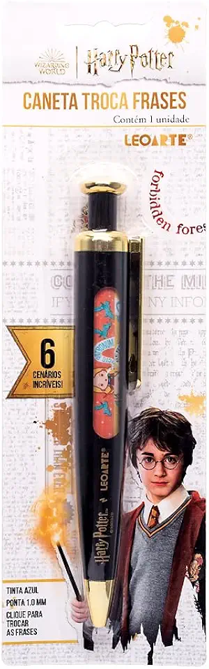 CANETA ESFEROGRÁFICA TROCA FRASES HARRY POTTER BLISTER C/1 UND LEOARTE