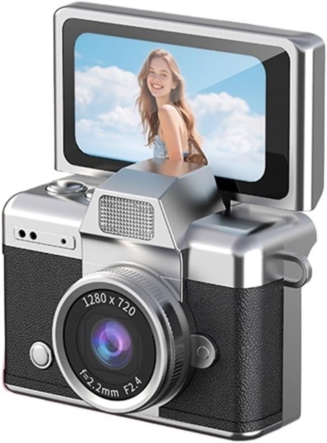 1PC Palm-Sized Mini Digital Camera, 180° Flip Selfie Screen with Fill Flashlight & Multiple Filters, Trendy OOTD Accessory Camera(16GB Card,LK027 Blcak)