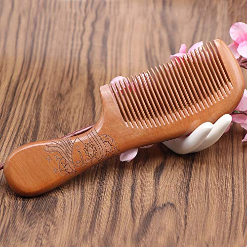 GLAKCO Wooden comb,Handmade Natural Sandalwood Hair Combs,Anti-Static Sandalwood Scent Natural Hair Detangler Comb (handle)
