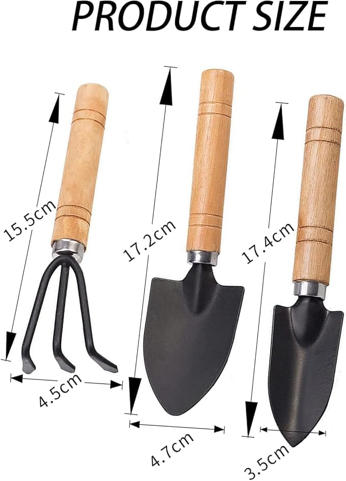 Image of Leafly Mini Garden Tools - 3Pcs Indoor Plant Tools Set Indoor Garden Tools Small Garden Shovel Mini Rake Small Set Hand Rake Gardening Spade Gardening Supplies