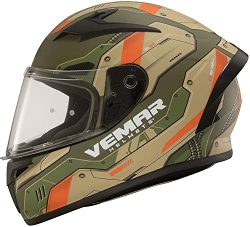 VEMAR Sharki Hive Matt Integrale Casco Moto-Nero Giallo Motocross Enduro MX