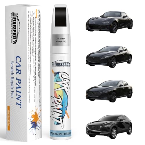 Image of 41W Jet Black Mica Touch Up Paint for Mazda, Exact Color Match Car Paint Scratch Repair Remover Pen Kit Quick & Easy Fix Vehicle Chips and Automotive Nicks Scuff