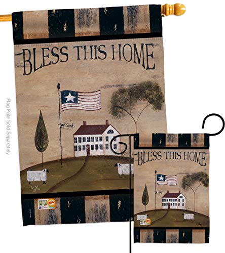 Primitive Welcome Bless This Home Garden House Flags Set Country Living Farm Western Barn American Rustic Cowboy Rural Ranch Small Decorative Gift Yard Banner Made In USA 28 X 40