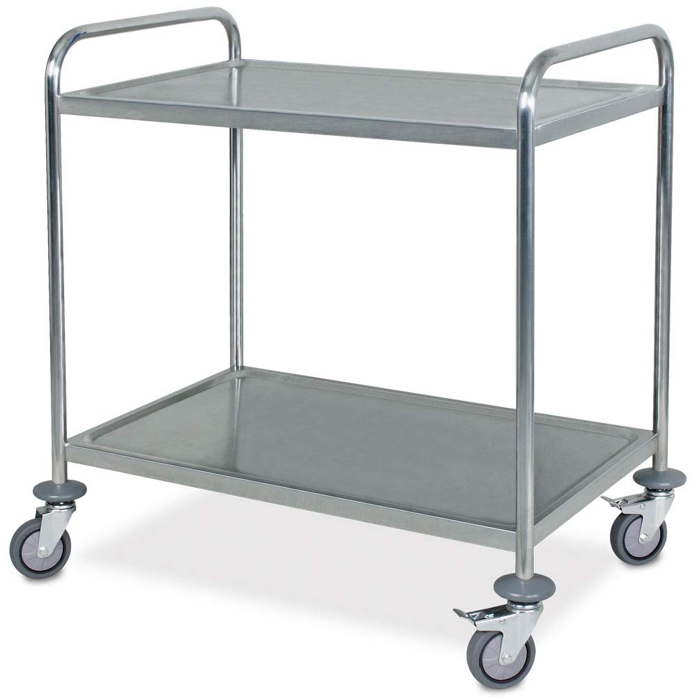 BRB Carrello da portata in acciaio inox, 2 ripiani, lunghezza 860 x 540 x 940 mm