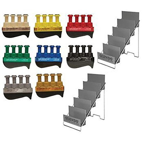 CanDo33033 Digi-Flex Lite Hand Exerciser for Finger Strengthening, Rehabilitation, and Therapy with 2 Metal Holders, 8pcs