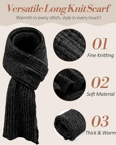 LiuSuper Hat Scarf Glove Set for Women, with Womens Beanies for Winter, Long Scarf and Touchscreen Gloves 3 in 14