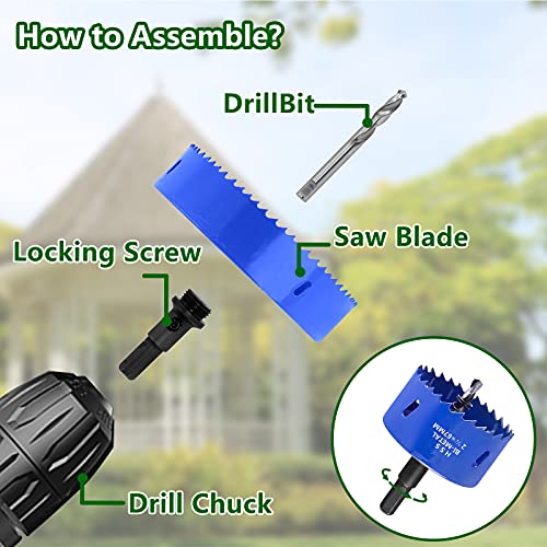 Image of Luomorgo 2-5 /8 inch (67mm) Hole Saw | 1 1 /4 inch Cutting Depth, HSS Bi-Metal, Hex Shank Drill Bit Adapter, For Wood Cornhole Boards Plastic Drywall Fiberboard