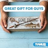 Tumbler Home Gone Fishing Wood Box - Rustic Wood Keepsake Box Holds Coins, Keys and Wallet - Father's Day Gift, Birthday or Christmas Gifts for Fisherman, Dad, Son, Grandpa