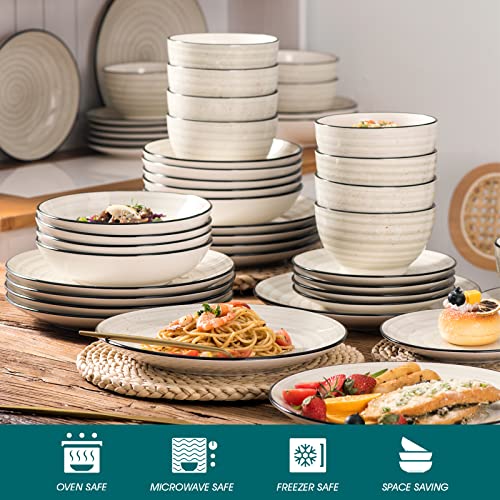 image for vancasso Bonbon Beige Dinnerware Set, 48 Pieces Stoneware Dinnerware S