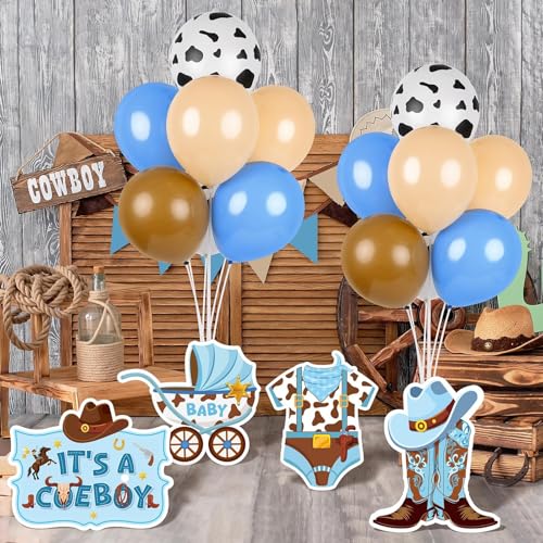 Image of 6 Sets Cowboy Baby Shower Balloon Stand Kit for Table My First Rodeo Balloon Stand Kit Western Themed Centerpiece Decorations for Cowboy Birthday Baby Shower Topper Party Supplies