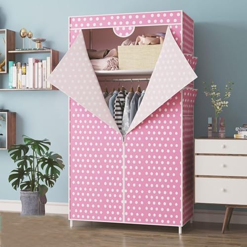 Armario plegable de tela con barra para ropa organizador temporal de dormitorio