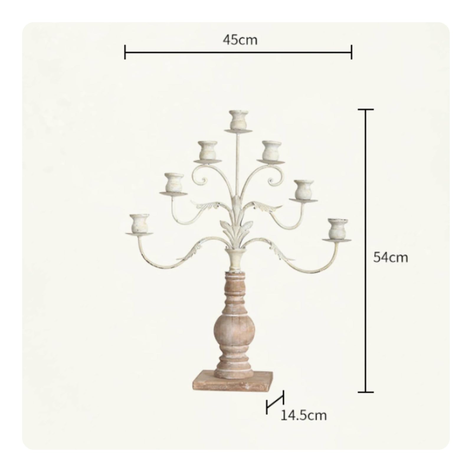 Qianly Candelabro da Tavolo Elegante Candelabro con Base in Legno Rustico Portacandele per Matrimonio, Ristorante