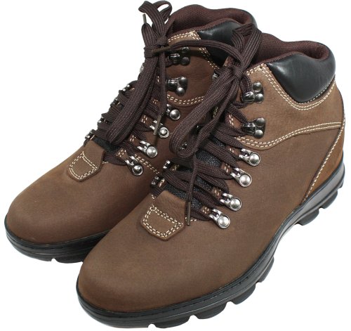Calden Men's Invisible Height Increasing Elevator Shoes - Nubuck Khaki Brown Leather Lace-up Casual Work Boots - 3 Inches Taller - K228112 - Size 7.5 D(M) US3