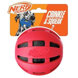 Nerf Dog Checker Ball Dog Toy with Interactive Crunch, Lightweight, Durable and Water Resistant, 3.8 Inches for Small/Medium/Large Breeds, Single Unit, Red Nerf Dog Checker Ball Dog Toy with Interactive Crunch Lightweight Durable and Water Resistant 38 Inches for SmallMediumLarge Breeds Single Unit Red