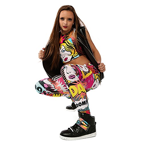 Alexandra Collection Womens Pow! Pop Art Printed Athletic Workout Leggings Pink Small #TOP3