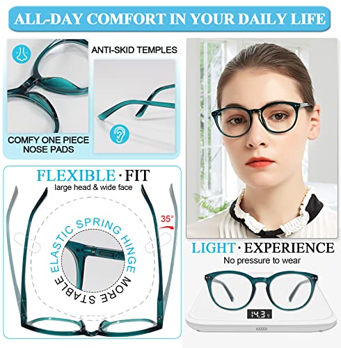 Image of MARE AZZURO Reading Glasses Women Round Reader 0 1.0 1.25 1.5 1.75 2.0 2.25 2.5 2.75 3.0 3.5 4.0 5.0 6.0 (Green 100)