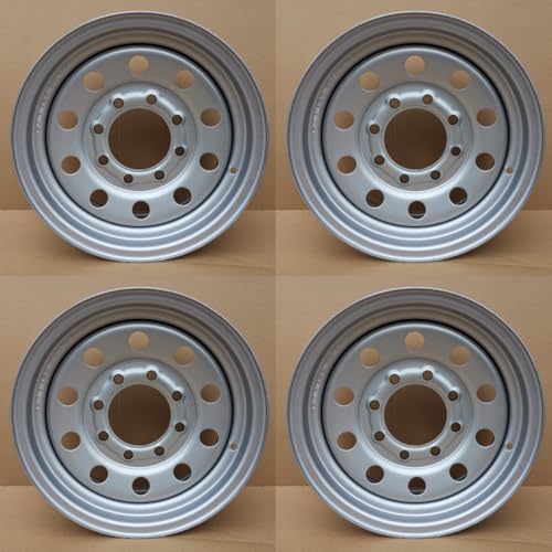 4PCS 16x6 Trailer Wheels 8 Lug 8x6.5 Silver Modular Rim Steel 16 Inch Trailer Wheel 16x6K