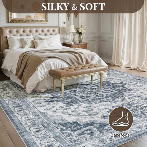 Tapete Lavable 8'x10' Azul para Sala y Dormitorio miniatura 3