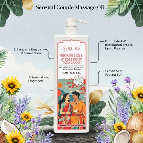 Image of Rubz Sensual Massage Oil | Romantic Body Oil For Couples | Aromatherapy Blend For Relaxation & Smooth Skin | Perfect For Date Nights & Spa Moments | 1 Litre