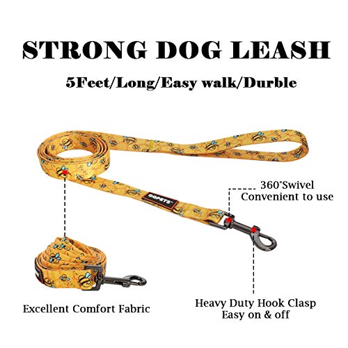Qqpets Dog Harness Leash Set Adjustable Heavy Duty No Pull Halter Harnesses For Small Medium Large Breed Dogs Back Clip Anti-Twist Perfect For Walking (S(14"-20" Chest Girth), Yellow Bee) #TOP2