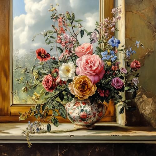Kit broderie perles adulte roses loisir créatif anti-stress broderie perlée vase
