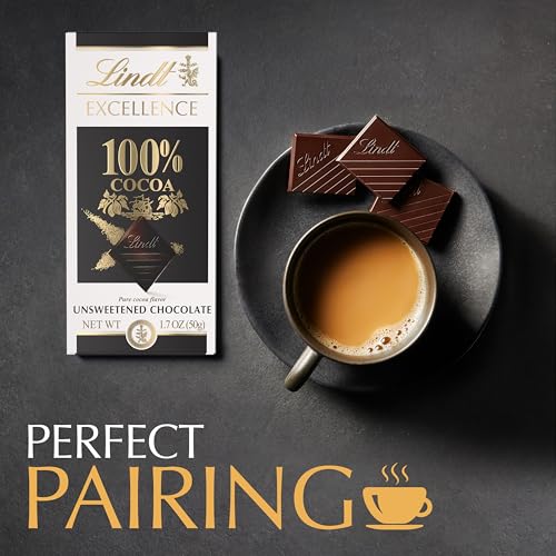 Image of Lindt EXCELLENCE 100% Cocoa Dark Chocolate Bar, Dark Chocolate Candy, 1.7 oz. (18 Pack)