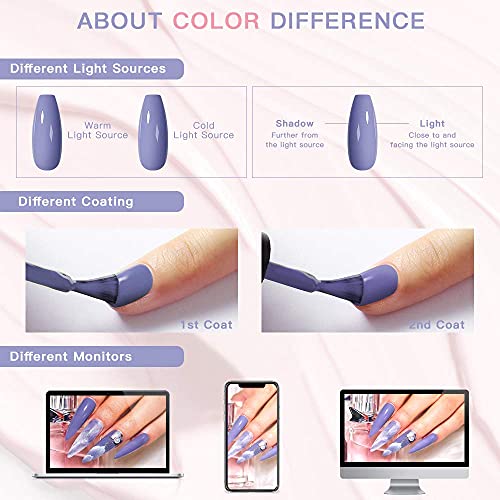UV Nagellack, MTSSII 6 Farben Gel Nagellack Set, Rosa Grau Lila Farbe Shellac Set Gellack, Nailart Salon Design… – Bild 6
