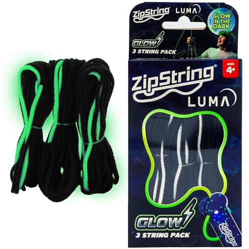 ZipString Lightning Luma Replacement Strings for Rope Launcher Toy Pack of 3 UV Reactive Glow in The Dark Fidget for Kids & Adults Shark Tank Featured Device Not Included