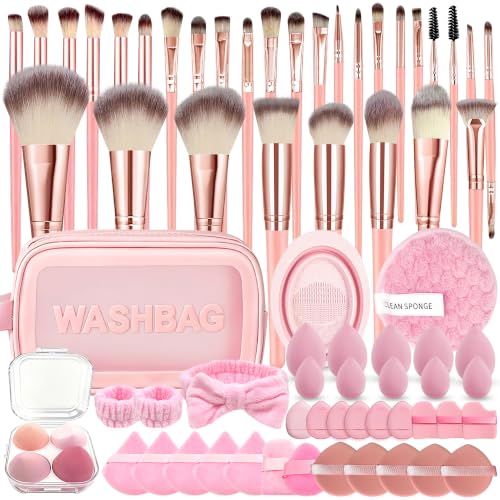 CLRDZN 70Pcs Makeup Brushes Set Pink Professional Makeup Brush Set Multi-functional Makeup Brush Kit Eye and Face Makeup Brushes & Tools Premium Synthetic Facial Makeup Accessories