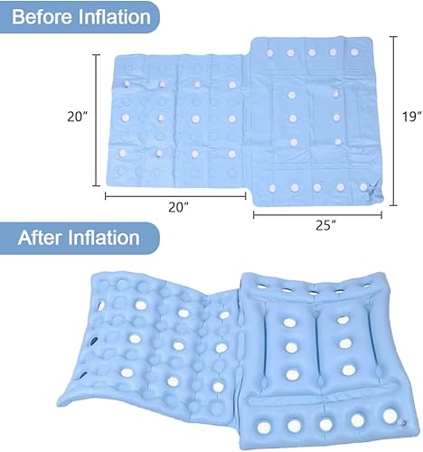 Miniatura 2 de MESINURS Cojín de asiento inflable para silla de ruedas con respaldo completo para pacientes ancianos en cama, almohadilla de asiento antidolor de