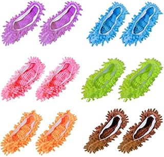AOVNA 6 Pairs Mop Socks Floor Cleaning Mop Shoes Cover Multifunctional Duster Rag Soft Microfiber Cleaning Shoe Covers for Bathroom Bedroom Office Kitchen